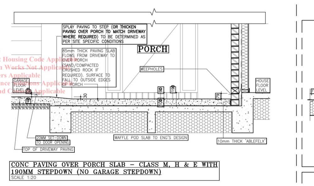 Weep holes set at a different height from the approved drawings, recorded during a pre-handover inspection in Donnybrook